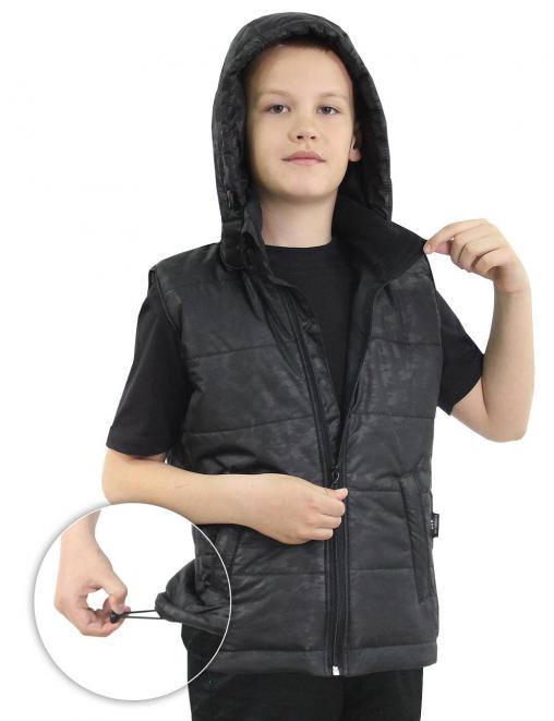 Жилет детский утеплённый СТАЛКЕР цв.Черный КМ 1228