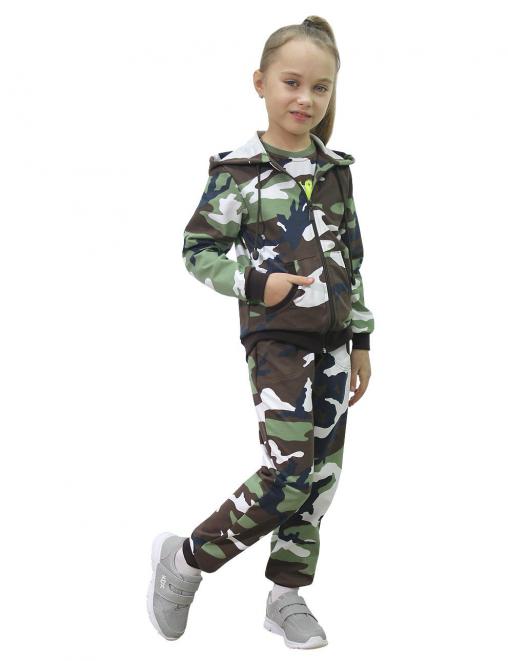 Костюм детский БВР СПОРТ тк.Футер цв.Бело-зелёный КМФ 3746