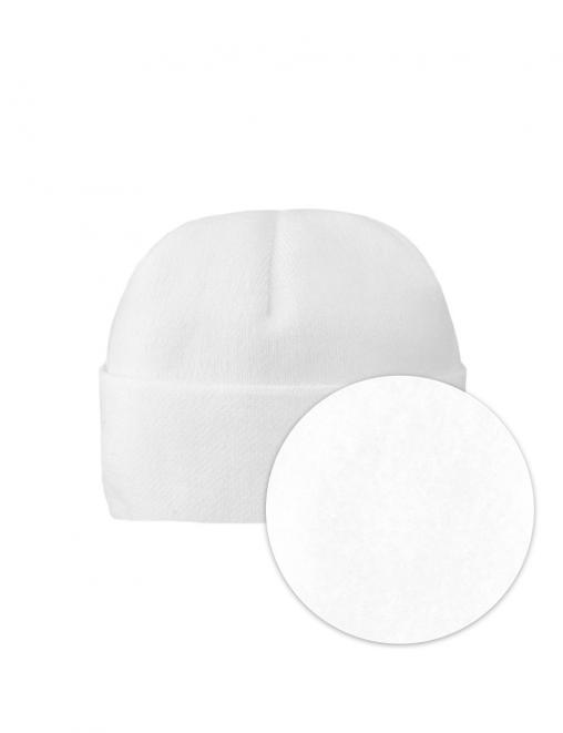 Шапка вязаная  RS 2-х нитка с отворотом цв.Белый ут.Флис