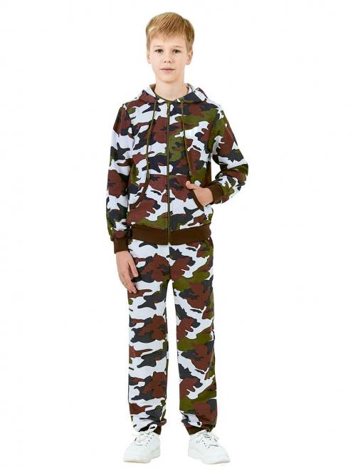 Костюм детский БВР СПОРТ RS тк.Футер цв.Бело-зелёный КМФ 3978