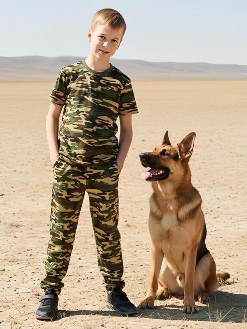 Комплект детский SUMMER TIME с брюками RS тк.Кулирка цв.Зеленый КМФ new