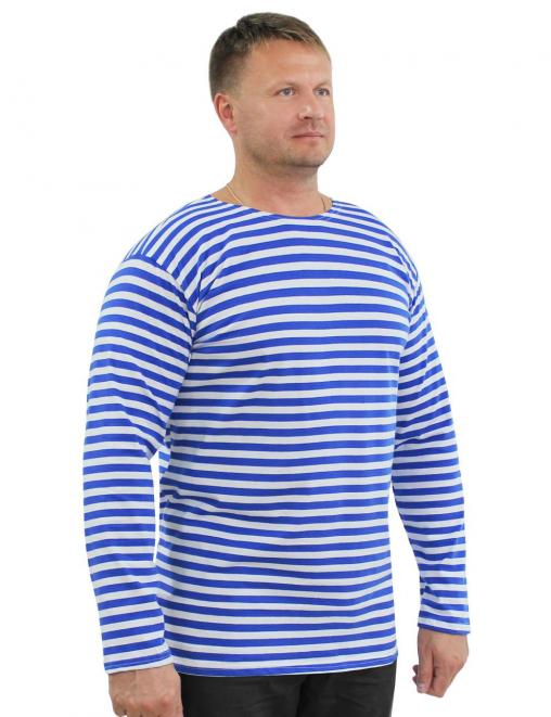 Тельняшка тк.Футер 3-х нитка с начёсом Голубая полоса