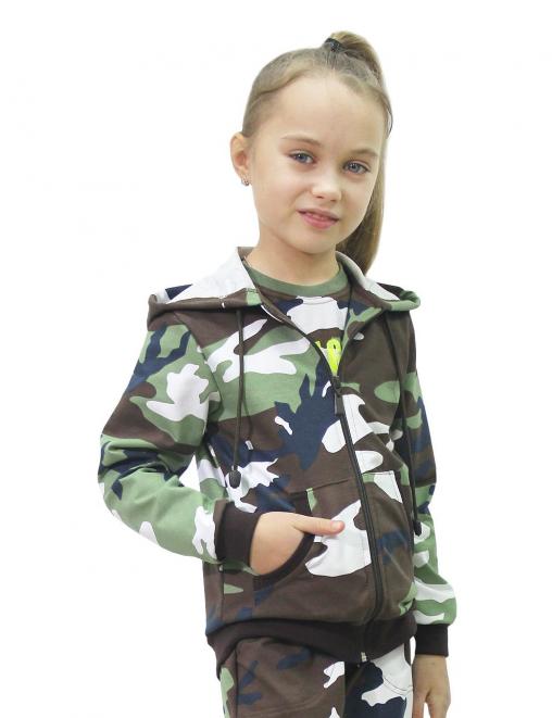 Толстовка детская БВР СПОРТ цв.Бело-зеленый КМФ 3746