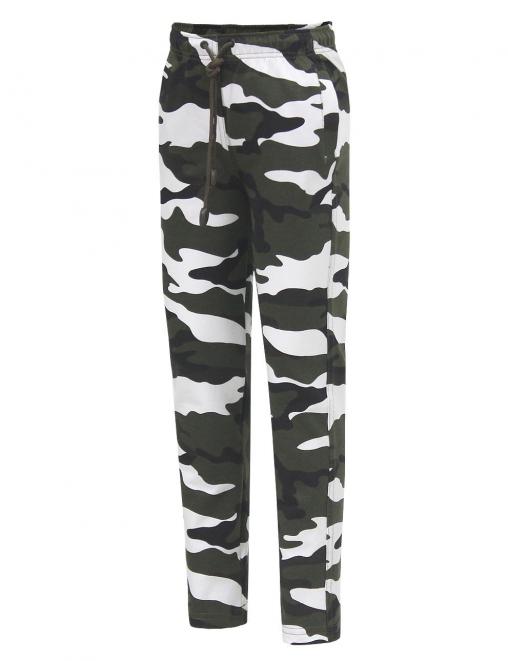 Брюки спортивные детские ЭКСТРИМ RS тк.Футер цв.Бело-зелёный КМФ 3806