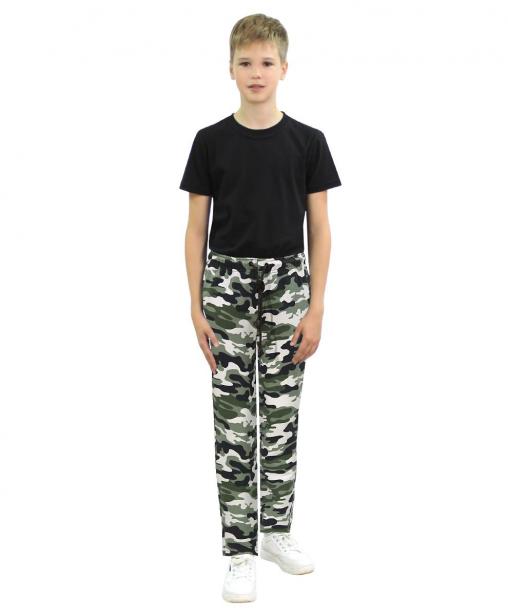 Брюки спортивные детские ЭКСТРИМ RS тк.Футер цв.Бело-зелёный КМФ 4465