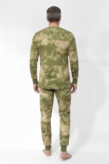 Белье нательное без начёса тк.Кулирка цв.Мох/Атак Зеленый