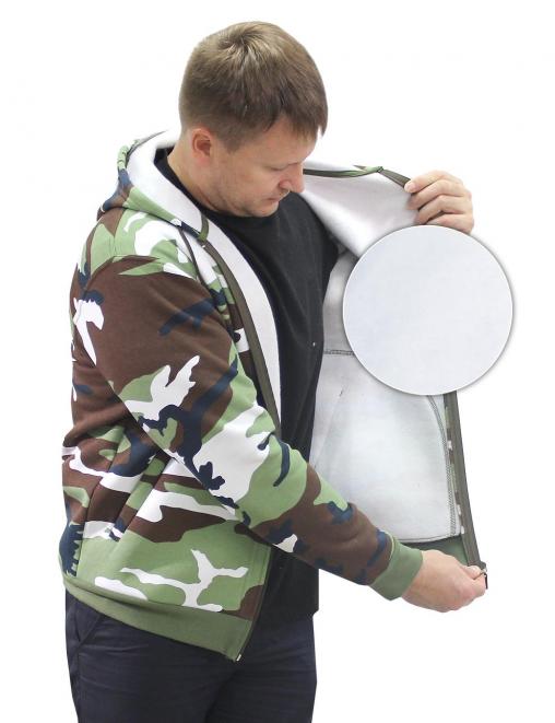 Толстовка на молнии ИРБИС RS тк.Футер 3х нитка цв.Бело-зел.КМФ 3746