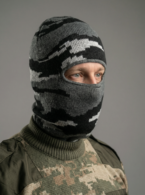 Подшлемник вязаный цв.Серый КМФ