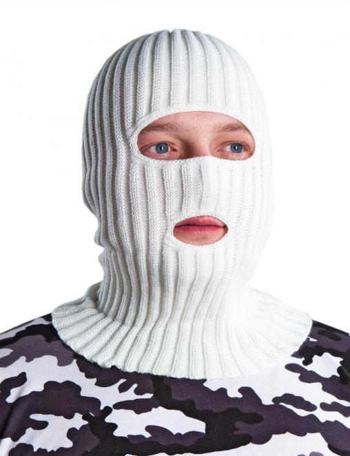 Шапка-маска вязаная 2-х нитка цв.Белый