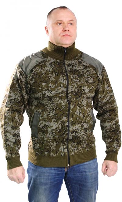 Джемпер мужской RS на молнии цв.Цифра зеленая с нашивками