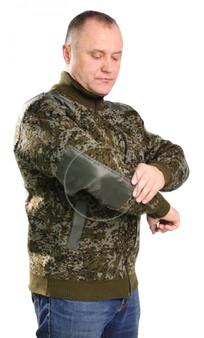 Джемпер мужской на молнии RS цв.Цифра зеленая с нашивками