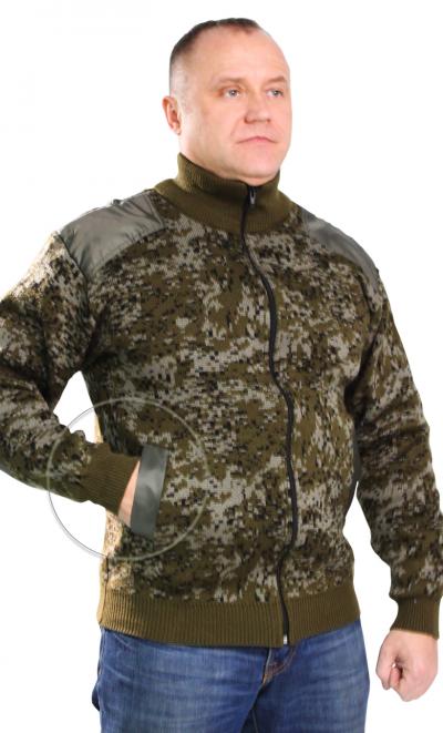 Джемпер мужской на молнии RS цв.Цифра зеленая с нашивками