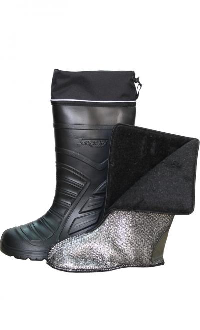 Сапоги рабочие ЭВА "ПОЛЯРИС" RS  цв.Чёрный с 2-сл.чулком и нат.мехом