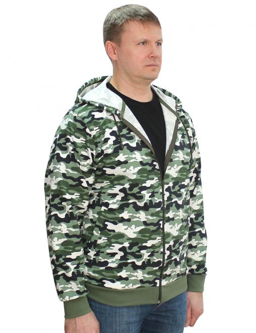 Толстовка на молнии БАСТИОН RS тк.Футер петельный цв.Бело-зелёный КМФ 4465