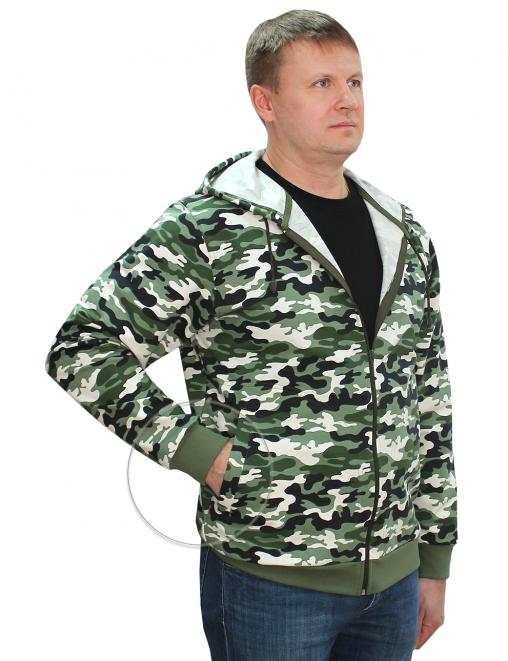 Толстовка на молнии БАСТИОН RS тк.Футер петельный цв.Бело-зелёный КМФ 4465