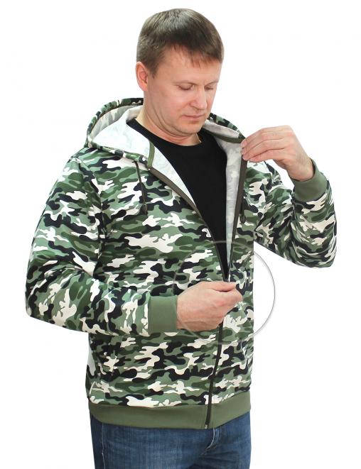 Толстовка на молнии БАСТИОН RS тк.Футер петельный цв.Бело-зелёный КМФ 4465