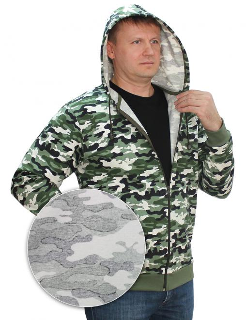 Толстовка на молнии БАСТИОН RS тк.Футер петельный цв.Бело-зелёный КМФ 4465