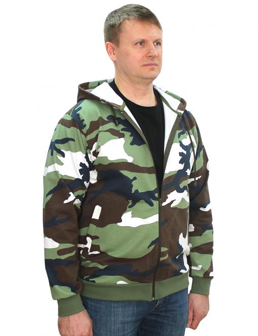 Толстовка на молнии БАСТИОН цв.Бело-зеленый КМФ 3746