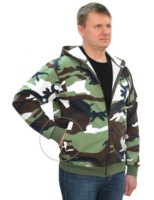 Толстовка на молнии БАСТИОН цв.Бело-зелёный КМФ 3746