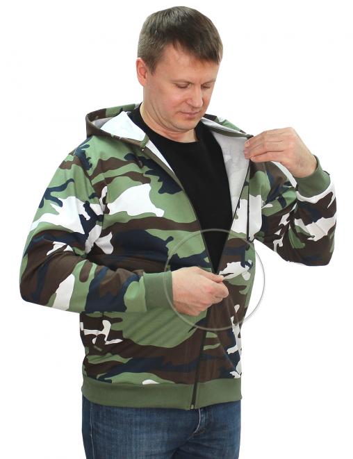 Толстовка на молнии БАСТИОН цв.Бело-зелёный КМФ 3746