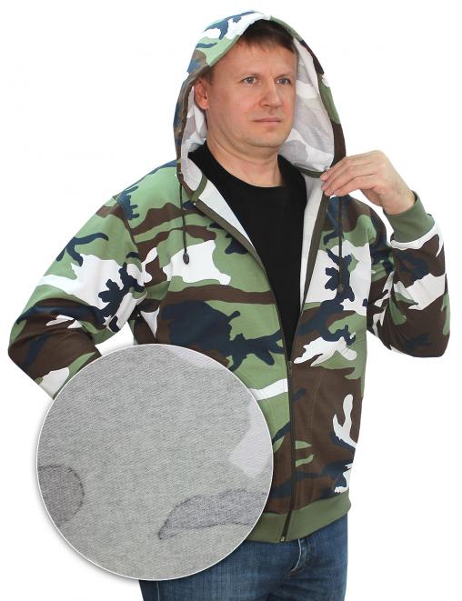 Толстовка на молнии БАСТИОН цв.Бело-зелёный КМФ 3746