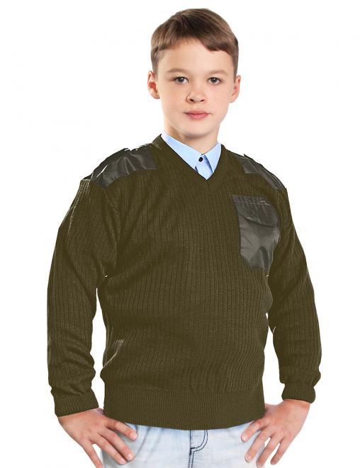 Свитер детский V-вырез RS цв.Олива