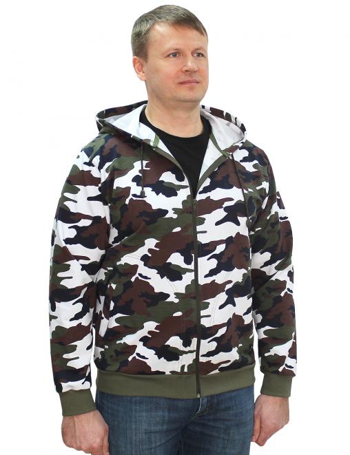 Толстовка на молнии БАСТИОН RS тк.Футер петельный цв.Бело-зеленый КМФ 3978