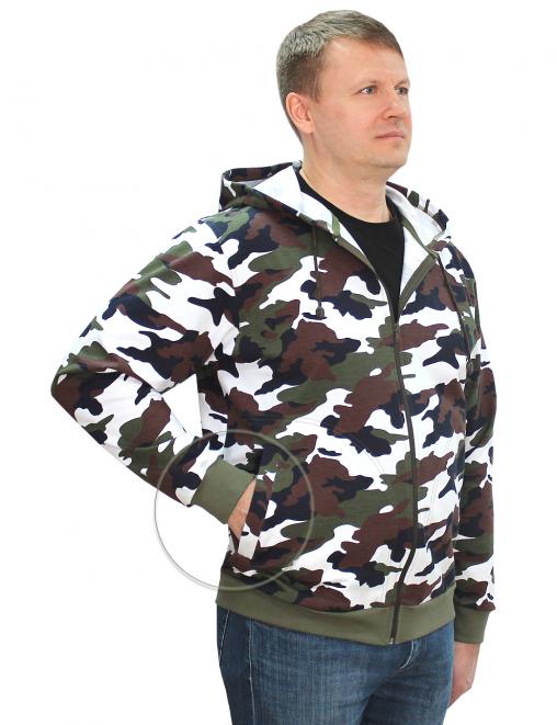 Толстовка на молнии БАСТИОН RS тк.Футер петельный цв.Бело-зеленый КМФ 3978