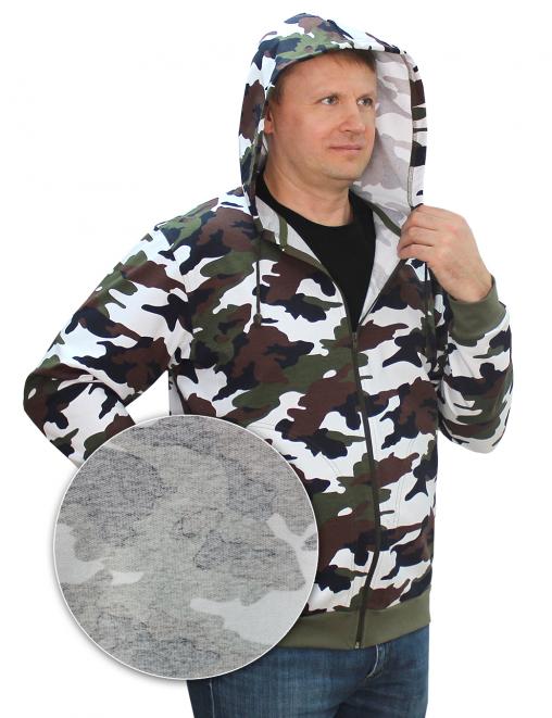 Толстовка на молнии БАСТИОН RS тк.Футер петельный цв.Бело-зеленый КМФ 3978