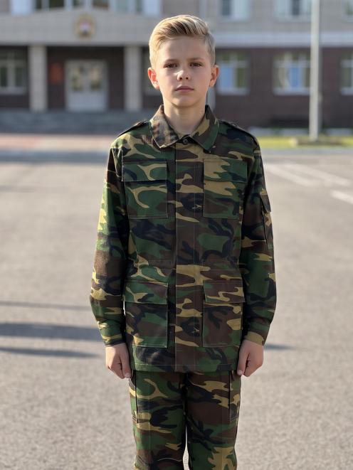 Костюм детский ВОЕННО-ПОЛЕВОЙ тк.Смесовая цв.Зеленый КМФ