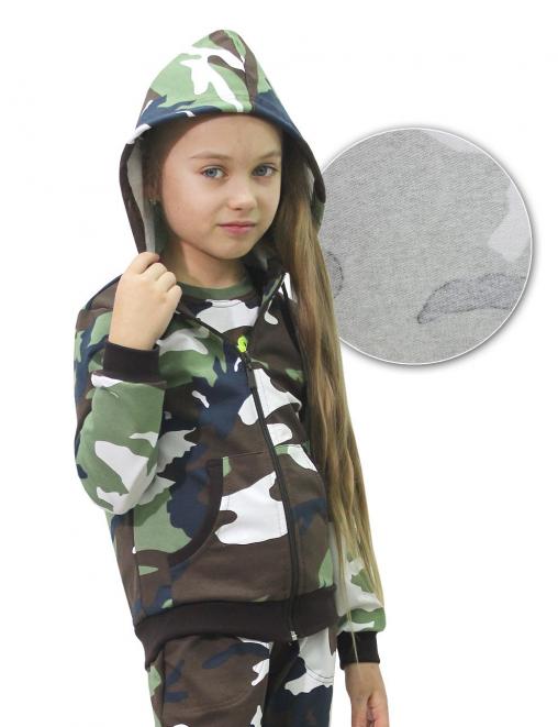 Толстовка детская БВР СПОРТ цв.Бело-зеленый КМФ 3746