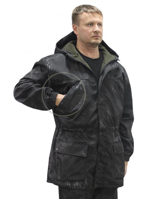 Костюм ТАЙГА-DEMI RS тк.Polarfleece цв.Питон чёрный