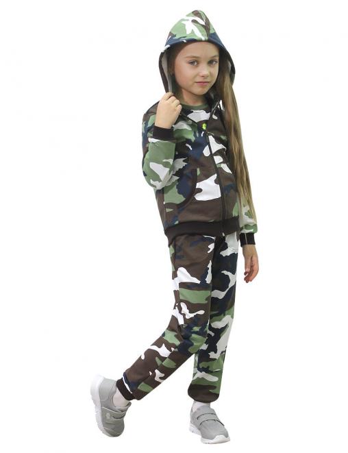 Костюм детский БВР СПОРТ тк.Футер цв.Бело-зелёный КМФ 3746