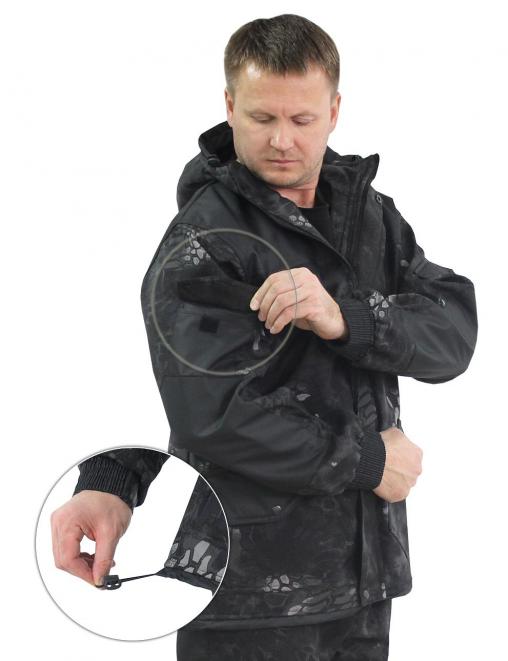 Костюм ГОРКА-ДЕМИ RS тк.Polarfleece рип-стоп цв.Питон чёрный