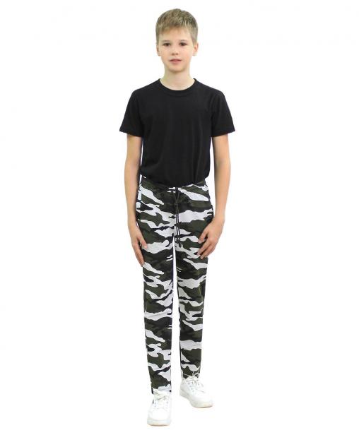 Брюки спортивные детские ЭКСТРИМ RS тк.Футер цв.Бело-зелёный КМФ 3806