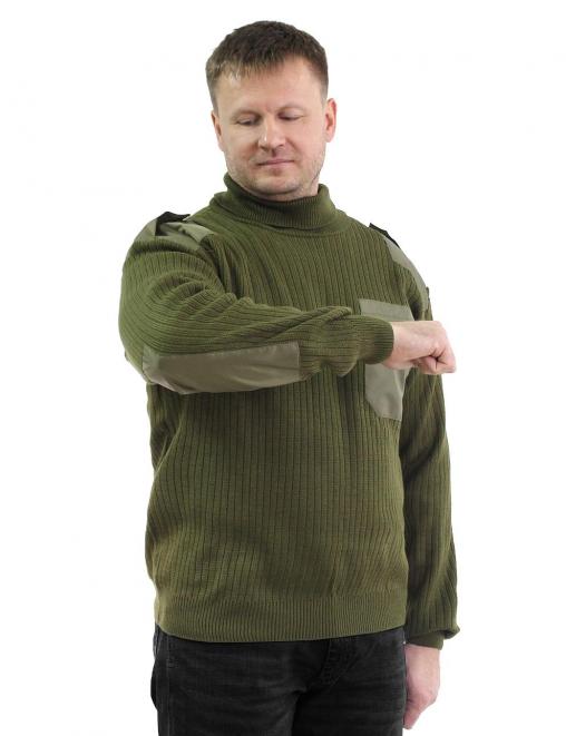 Свитер мужской с горловиной цв.Олива