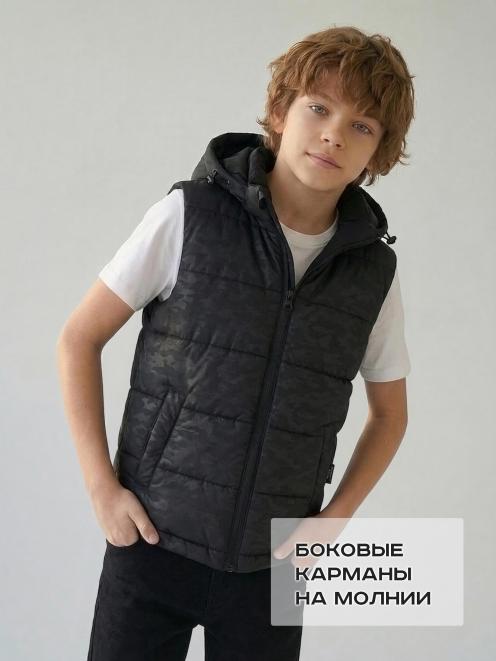 Жилет детский утеплённый СТАЛКЕР цв.Черный КМ 1228