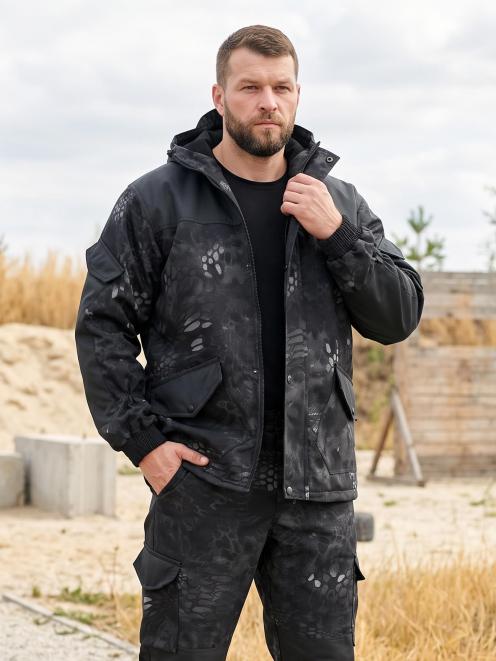 Костюм ГОРКА-ДЕМИ RS тк.Polarfleece рип-стоп цв.Питон черный