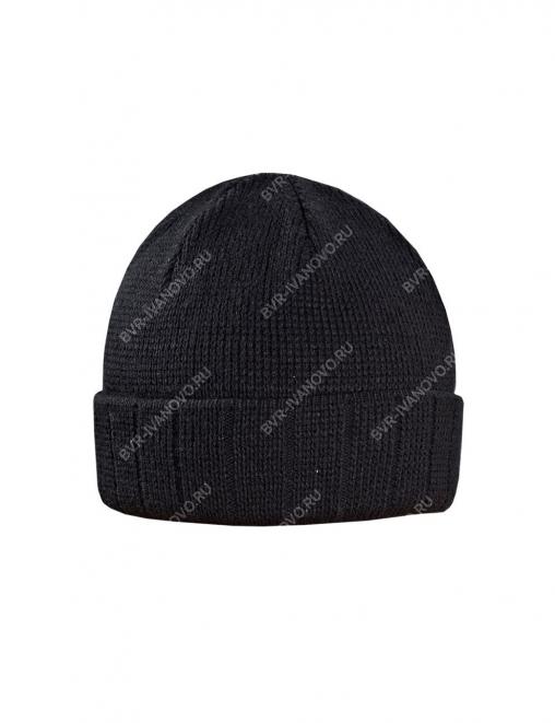 Шапка вязаная 3-х нитка с отворотом цв.Чёрный