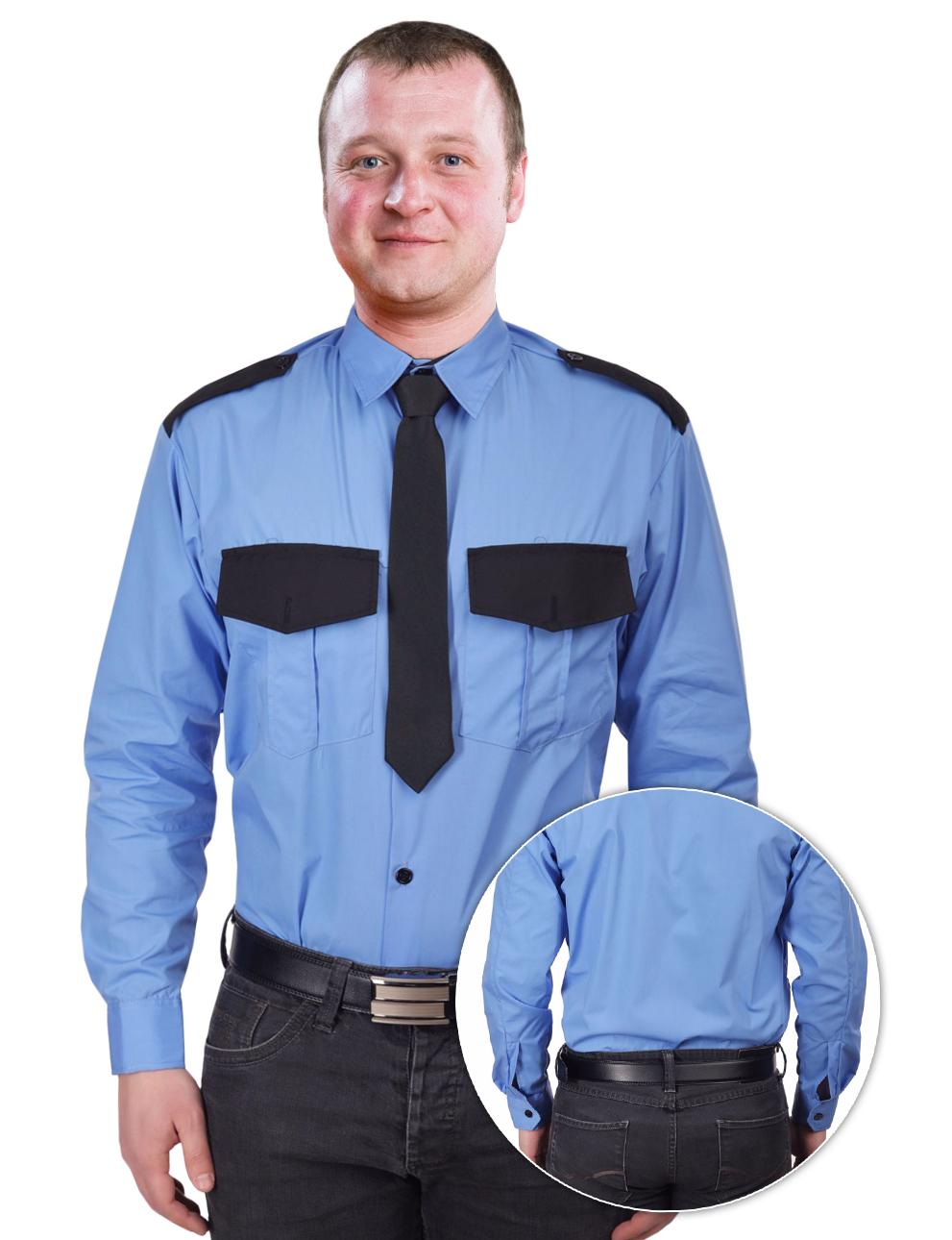 Рубашка Охранника в заправку цв.Голубой длинный рукав 
