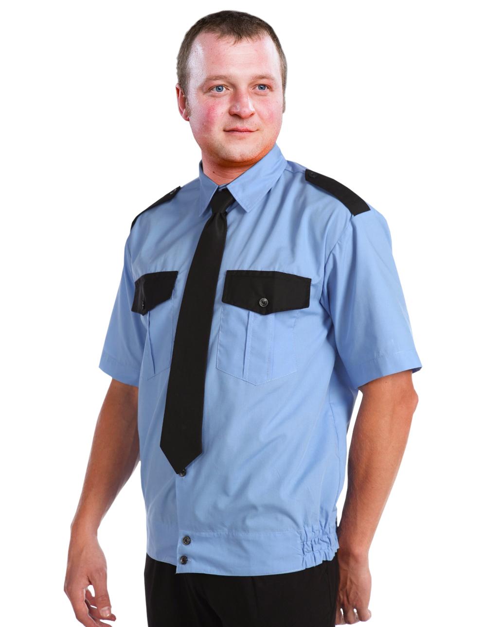 Рубашка Охранника на резинке цв.Голубой короткий рукав 