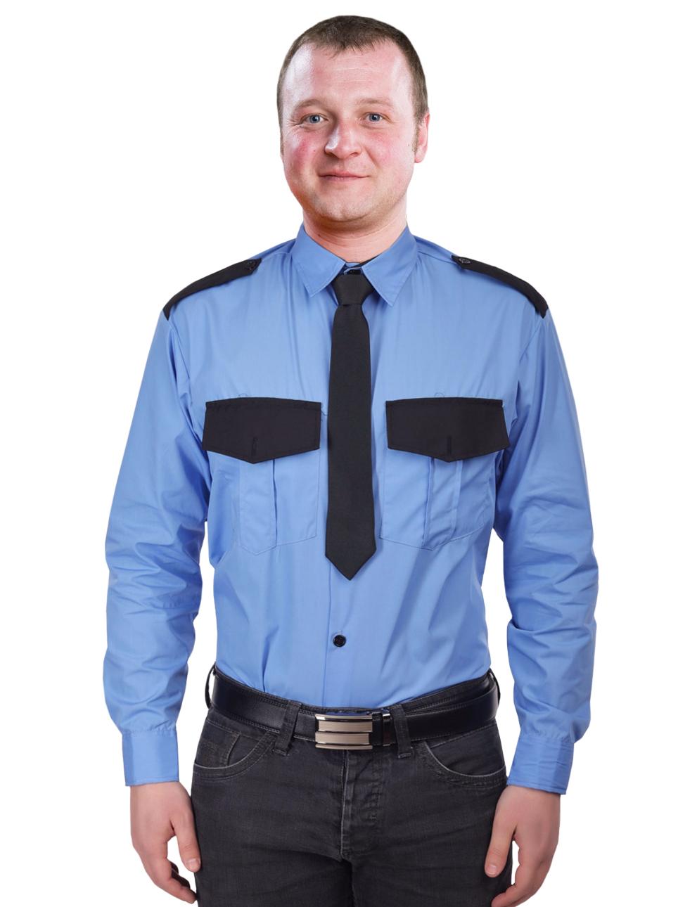 Рубашка Охранника в заправку цв.Голубой длинный рукав 